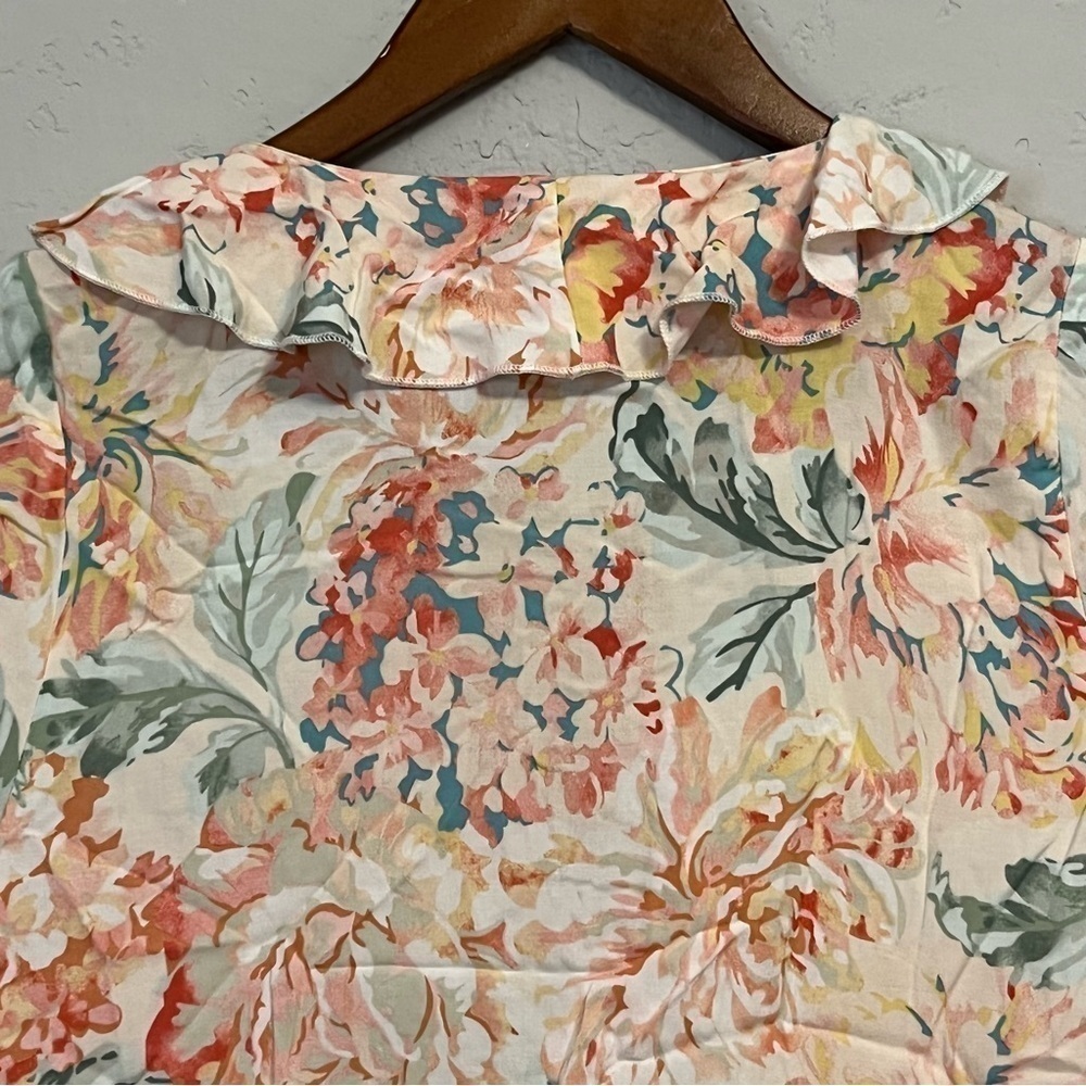 O'Neill Tropical Floral Short Sleeve Ruffle Top - Picture 13 of 16